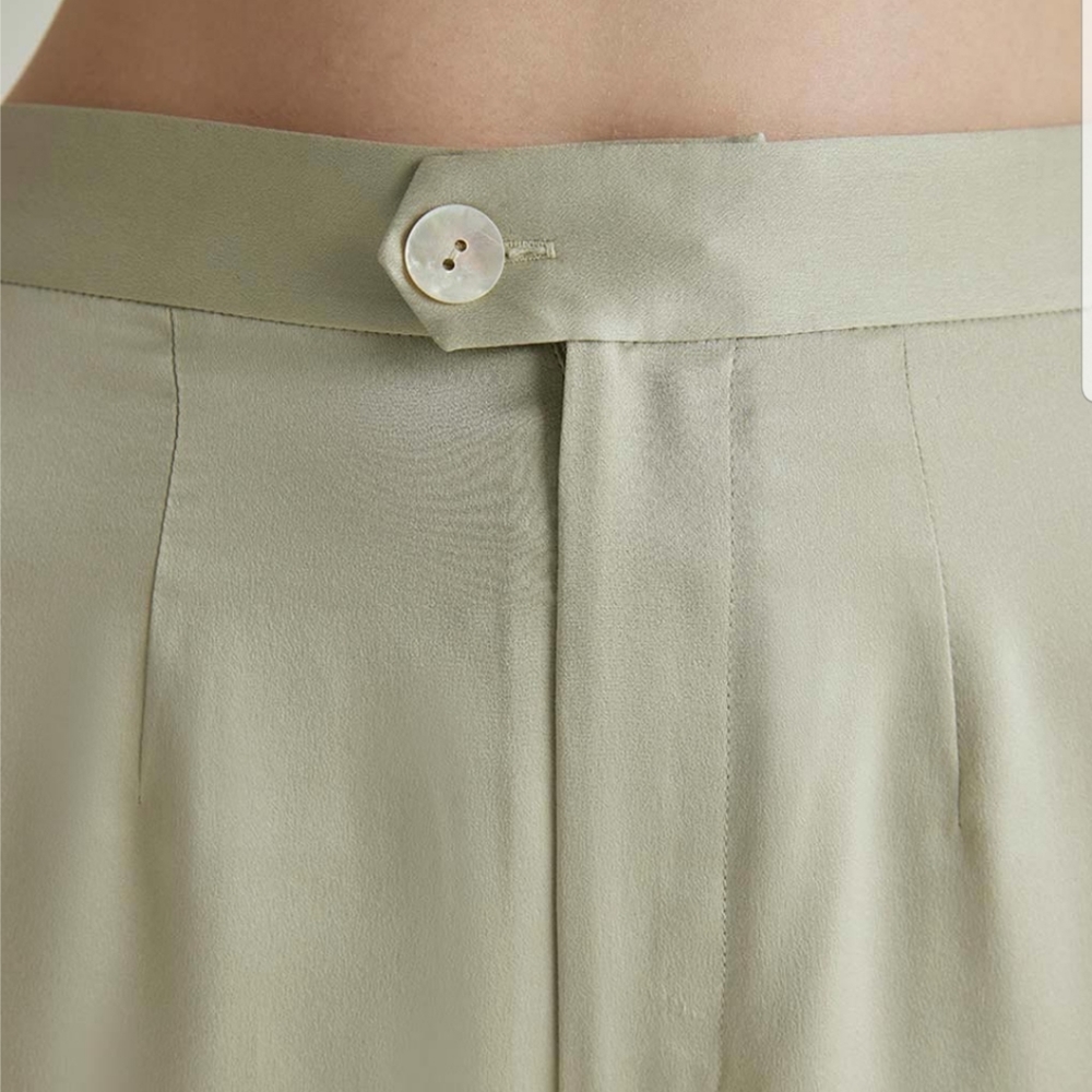 NWT Celadon Wide Leg Silk Trousers (Celadon/Sage Green) - Silk Maison - Picture 2 of 11